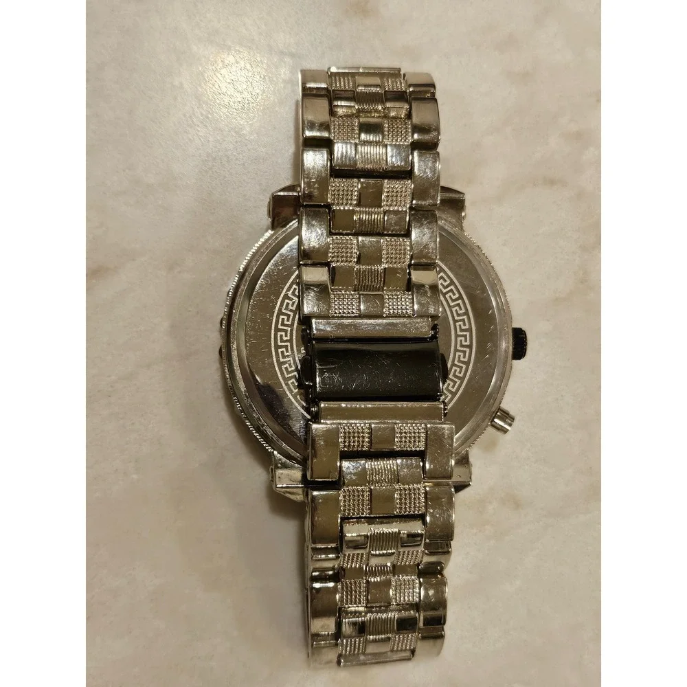 Ice King Quartz Watch Silver Tone Stainless Steel Checkered‎ Dial Mens